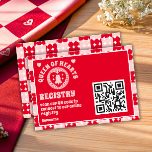 Queen Of Hearts QR Code Bridal Shower Registry Enclosure Card