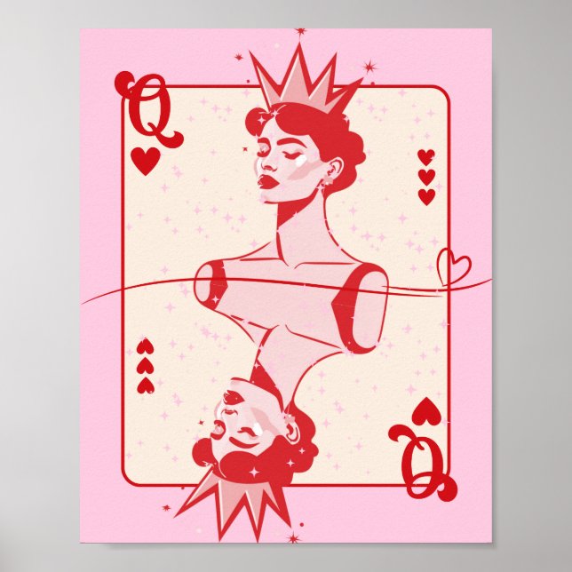 Queen of Hearts Red and Pink  Poster (Front)