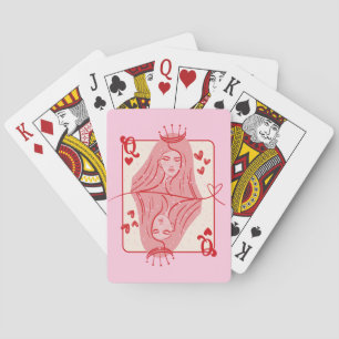 Queen of Hearts Red and Pink Preppy Art Poker Cards