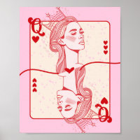 Queen of Hearts Red and Pink Preppy Art