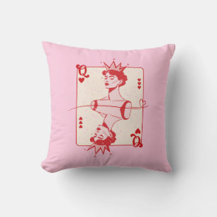 Queen of Hearts Red and Pink  Throw Pillow