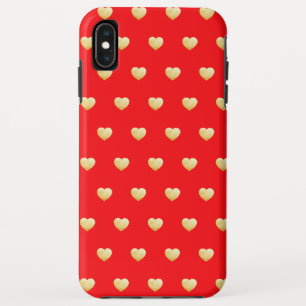 Queen of Hearts Red Gold Pattern iPhone XS Max Case