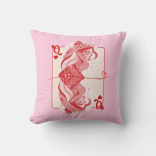 Queen of Hearts Red Preppy Art Throw Pillow