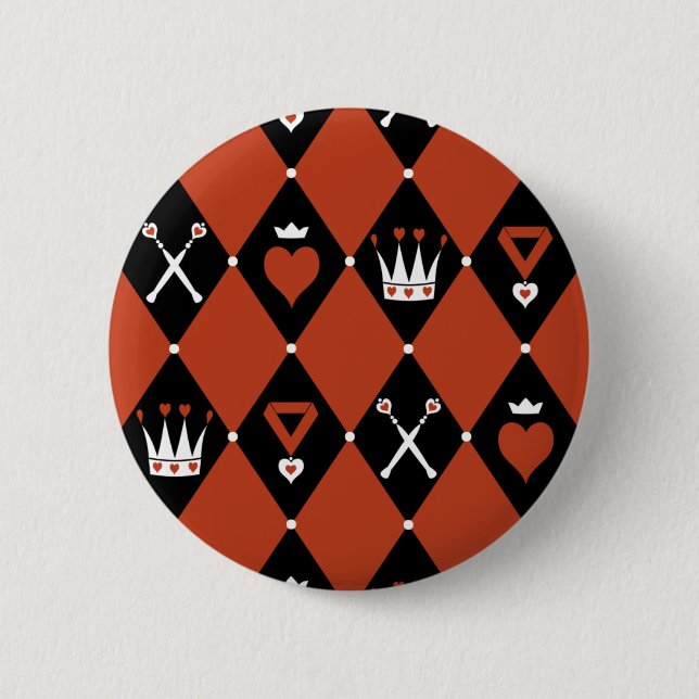 Queen of Hearts Royal Motifs Pinback Button (Front)