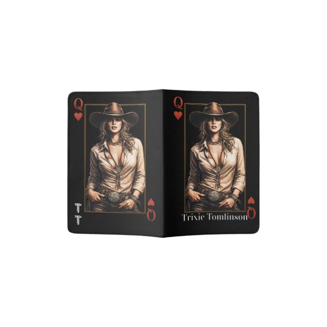Queen of Hearts Sassy Cowgirl style Passport Holder (Opened)