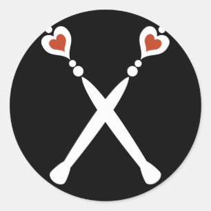 Queen of Hearts Scepters Classic Round Sticker