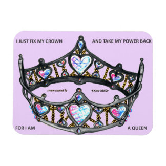 Queen of Hearts Silver Crown Tiara Pink Lilac text Magnet