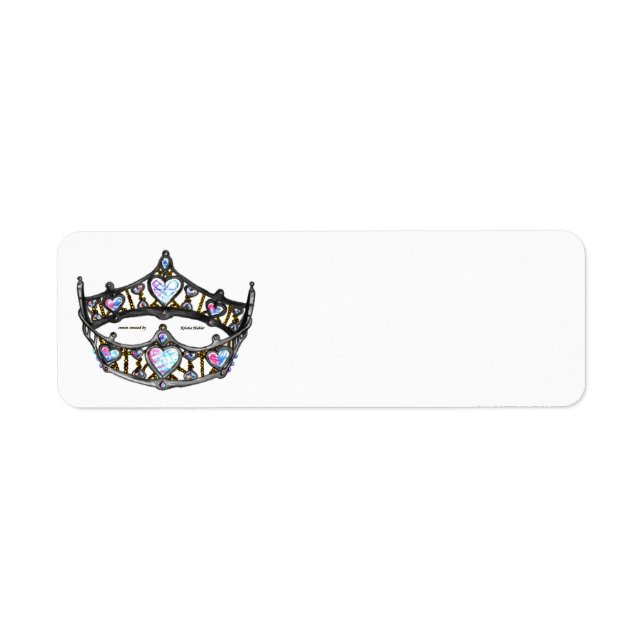 Queen of Hearts Silver Crown Tiara white Label (Front)