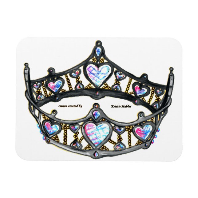 Queen of Hearts Silver Crown Tiara white magnet (Horizontal)