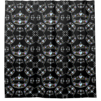 Queen of Hearts Silver Crown Tiaras black Shower Curtain