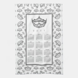 Queen of Hearts Silver Crown Tiaras Kitchen Towel