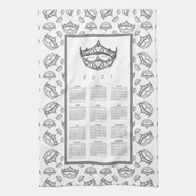 Queen of Hearts Silver Crown Tiaras Kitchen Towel (Vertical)