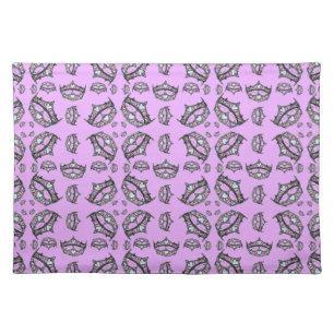 Queen of Hearts Silver Crown Tiaras pink thistle Cloth Placemat