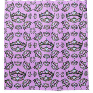 Queen of Hearts Silver Crown Tiaras pink thistle Shower Curtain