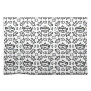 Queen of Hearts Silver Crown Tiaras white Cloth Placemat