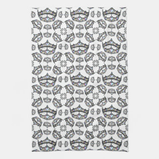 Queen of Hearts Silver Crown Tiaras white Kitchen Towel