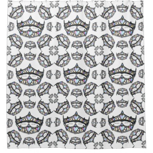 Queen of Hearts Silver Crown Tiaras white Shower Curtain