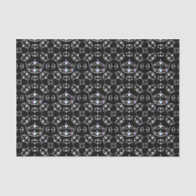 Queen of Hearts Silver Crowns Tiaras black tissue Paper (Front)