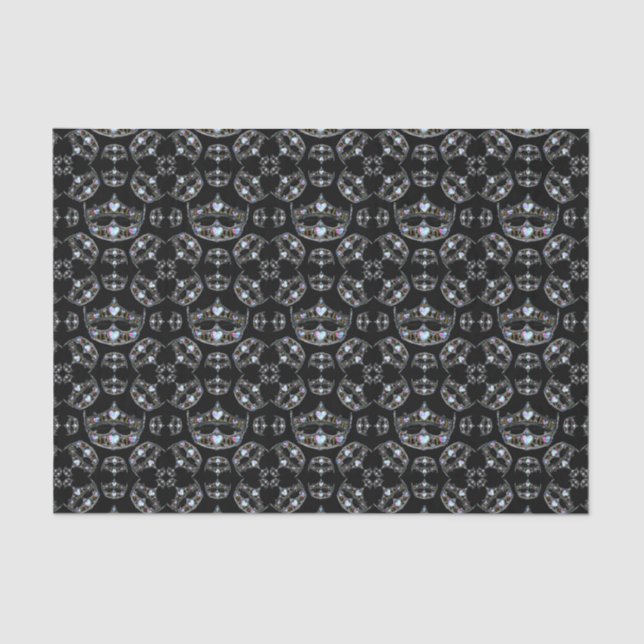 Queen of Hearts Silver Crowns Tiaras black tissue Tissue Paper (Front)