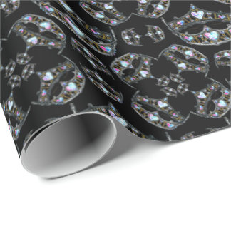 Queen of Hearts Silver Crowns Tiaras black wrap Wrapping Paper