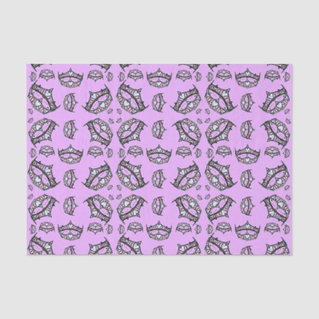 Queen of Hearts Silver Crowns Tiaras pink lilac Tissue Paper (Front)