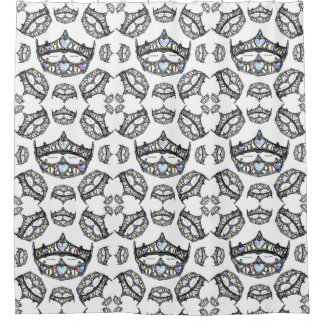 Queen of Hearts Silver Crowns Tiaras white bath Shower Curtain
