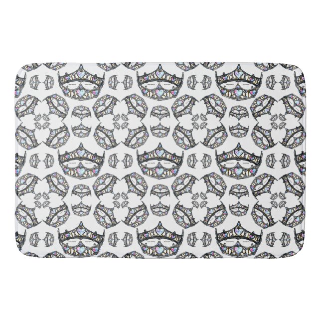 Queen of Hearts Silver Crowns Tiaras white bathmat (Front)