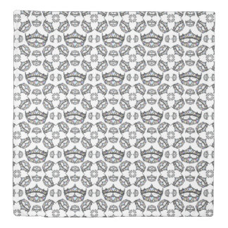Queen of Hearts Silver Crowns Tiaras white bedding Duvet Cover