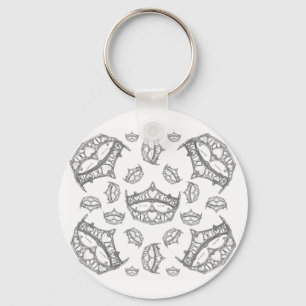 Queen of Hearts Silver Crowns Tiaras white Keychain
