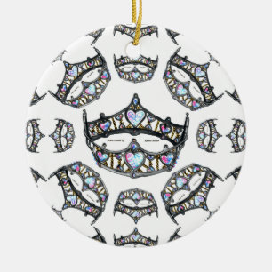 Queen of Hearts Silver Crowns Tiaras white ornamen Ceramic Ornament