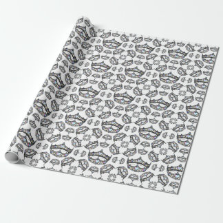 Queen of Hearts Silver Crowns Tiaras white wrap Wrapping Paper