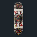 Queen of Hearts Skateboard<br><div class="desc">Hip and cool custom skateboard deck for girls featuring a vintage Queen of Hearts playing card pattern and motifs.</div>