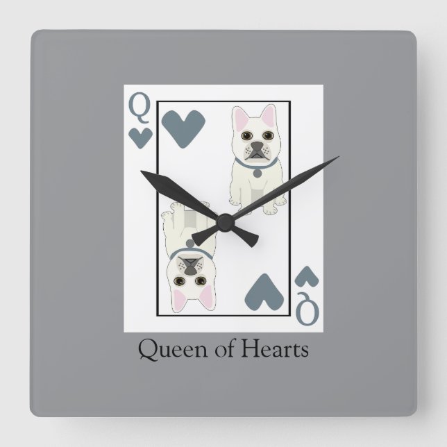 Queen of Hearts Square Wall Clock (Front)