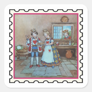Queen of Hearts stamp art Square Sticker