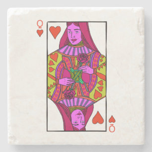 Queen Of Hearts Stone Coaster