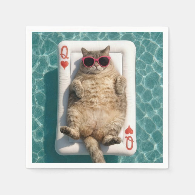 Queen of Hearts Tabby Cat Napkins (Front)