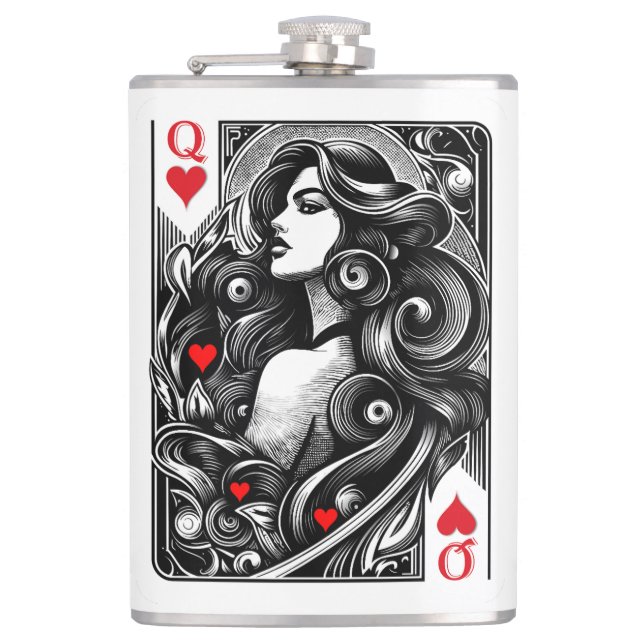 Queen of hearts, the honor is yours flask (Front)