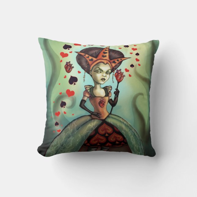 Queen of Hearts Throw Pillow (Front)