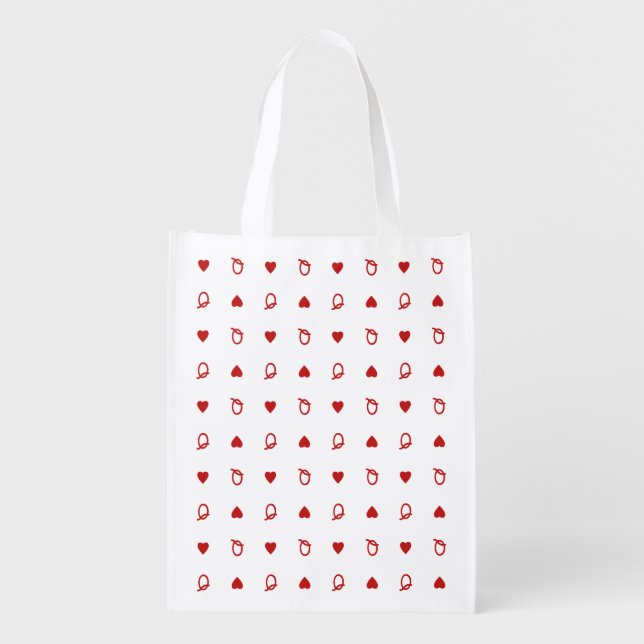 Queen of Hearts Valentine’s Day Modern Card Grocery Bag (Front)