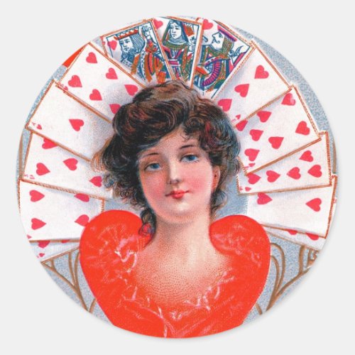 QUEEN OF HEARTS Valentines Day Classic Round Sticker