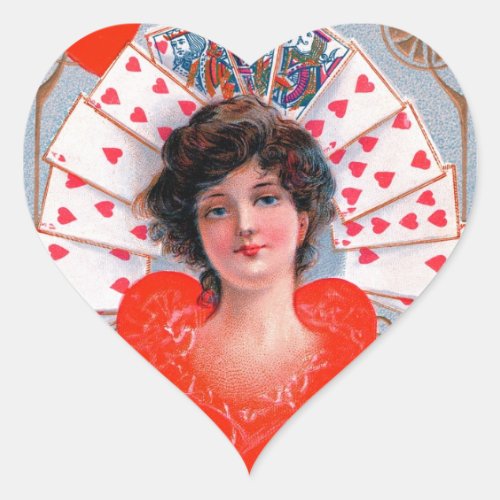 QUEEN OF HEARTS Valentines Day Heart Sticker