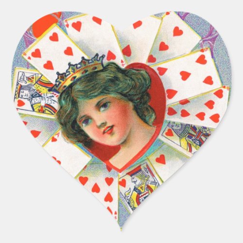 QUEEN OF HEARTS Valentines Day Heart Sticker