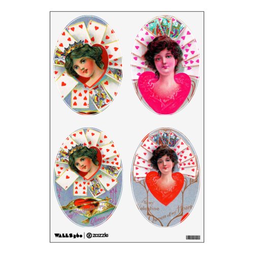 QUEEN OF HEARTS Valentines Day Ovals Wall Sticker