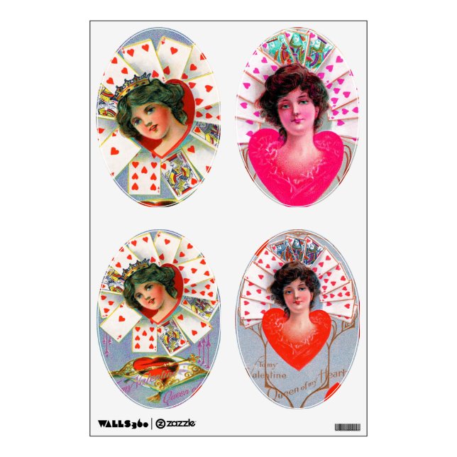 QUEEN OF HEARTS ,Valentine's Day Ovals Wall Sticker (Front)