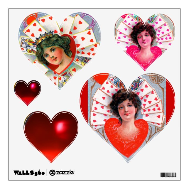 QUEEN OF HEARTS ,Valentine's Day Wall Sticker (Front)