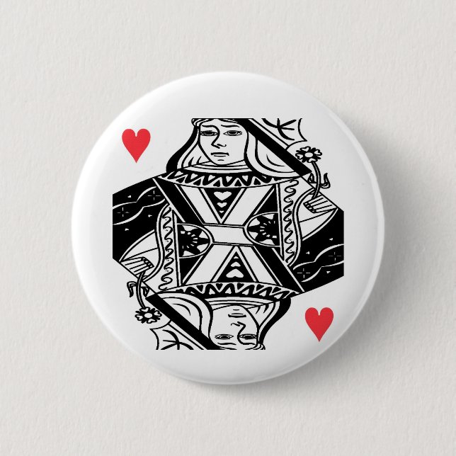 Queen of Hearts Vector Graphic Button (Front)