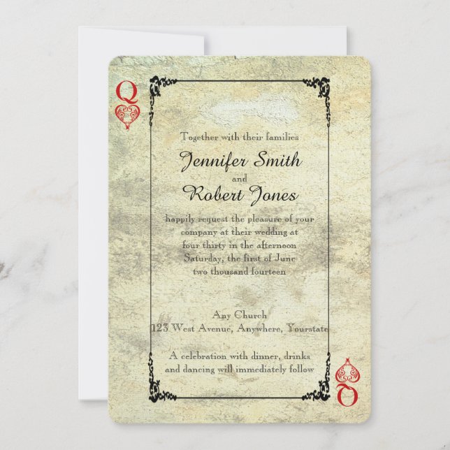 Queen of Hearts Wedding Invitation (Front)