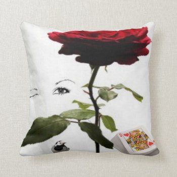 Queen Of Hearts With Rose Throw Pillow by Strangeart2015 at Zazzle