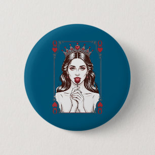 Queen Of Hearts Women Vintage Valentines Day  Button