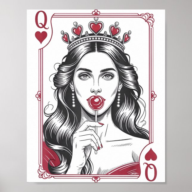 Queen Of Hearts Women Vintage Valentines Day  Poster (Front)